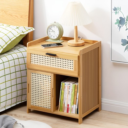 Rattan bedside table sliding - table,