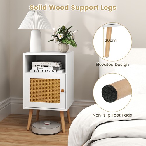 White rattan bedside - white,