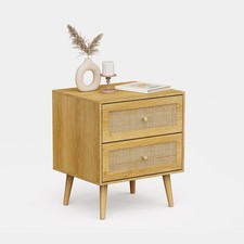 Rattan Bedside Table 2 Drawer