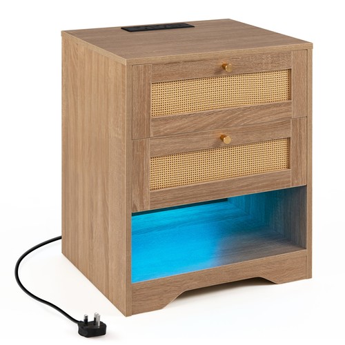 Rattan bedside table with - with, 2