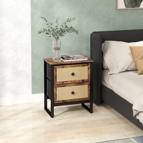 Bedside table with - 2, rattan