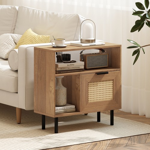 Boho rattan nightstand modern - nightstand,